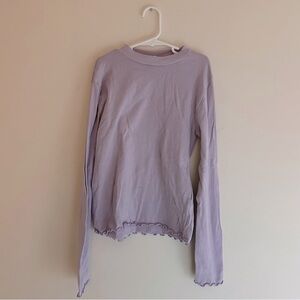 Zara Girls (13-14) Lavender Long Sleeve Tee with Ruffle Lettuce Hem